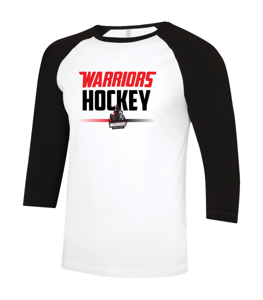 Warrior Hockey Adult Two Toned Baseball T-Shirt with Printed Logo
