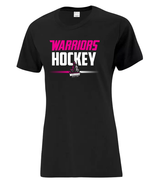 Warrior Hockey Ladies Pink Cotton T-Shirt with Printed Logo