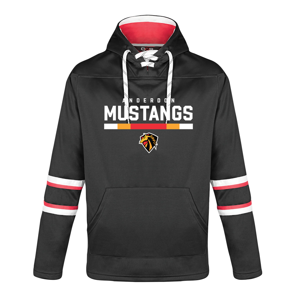 Anderdon Adult Pullover Hockey Lace Hooded Sweatshirt With Printed Logo