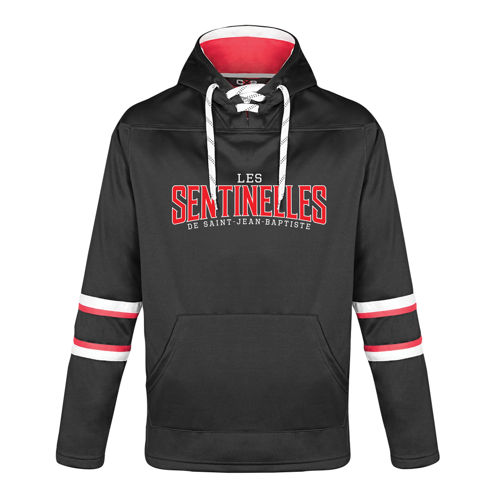 Sentinelles Adult Pullover Hockey Lace Hooded Sweatshirt With Printed Logo