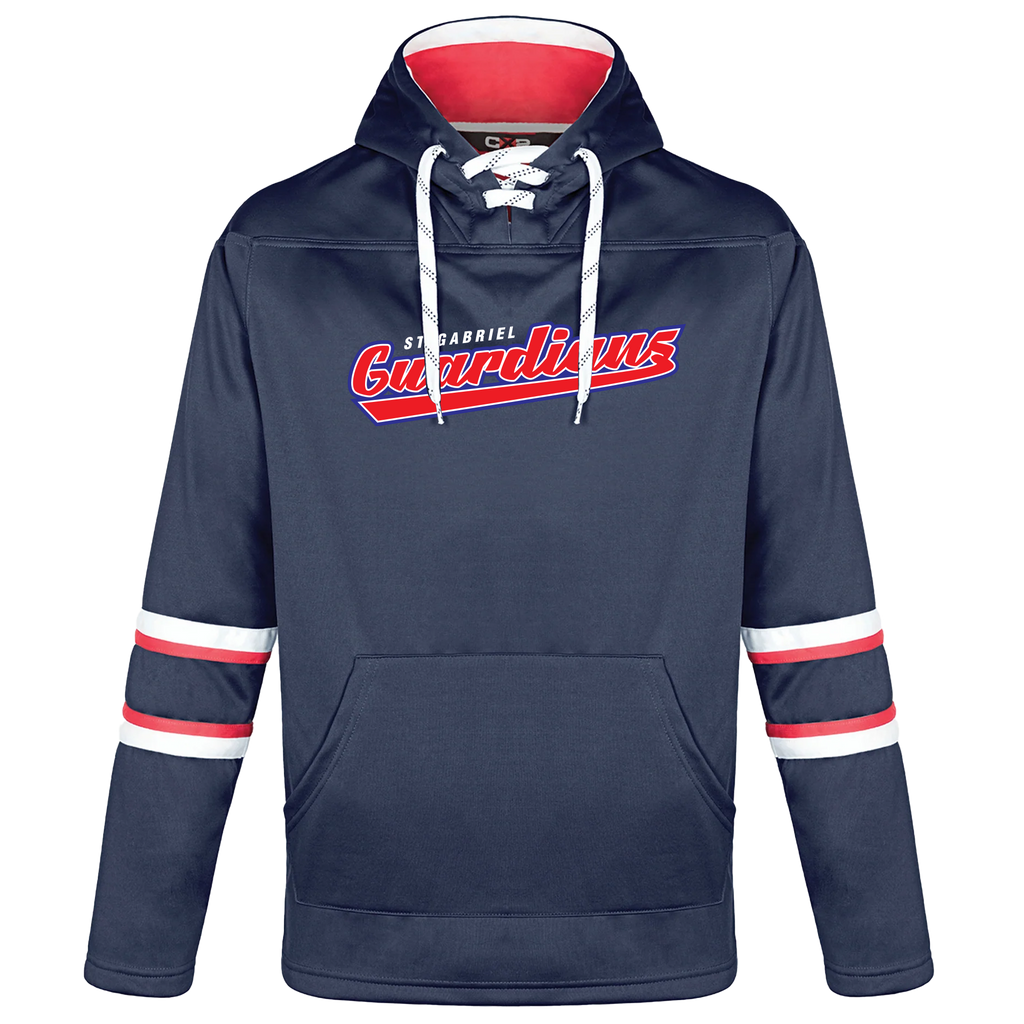 Guardians Adult Pullover Hockey Lace Hooded Sweatshirt With Printed Logo