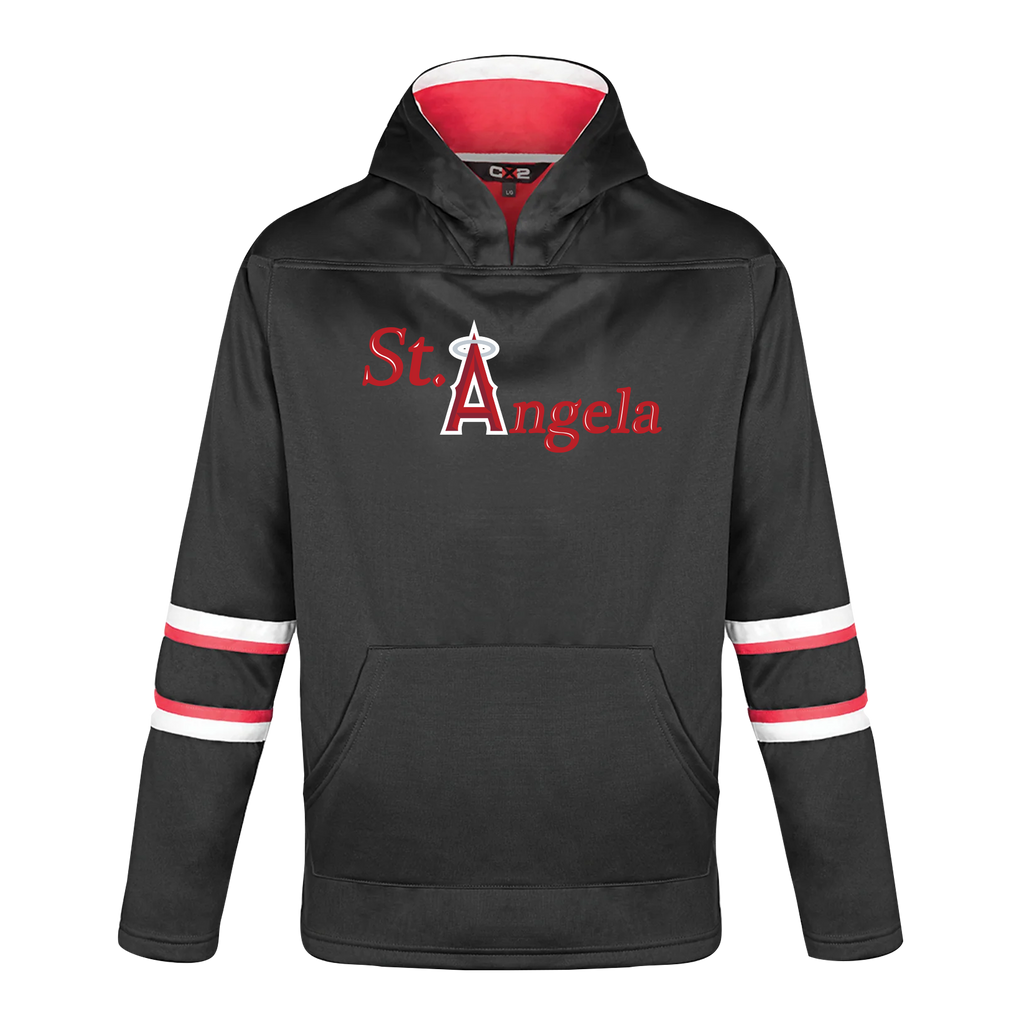 St. Angela Youth Pullover Hockey Lace Hooded Sweatshirt With Printed Logo
