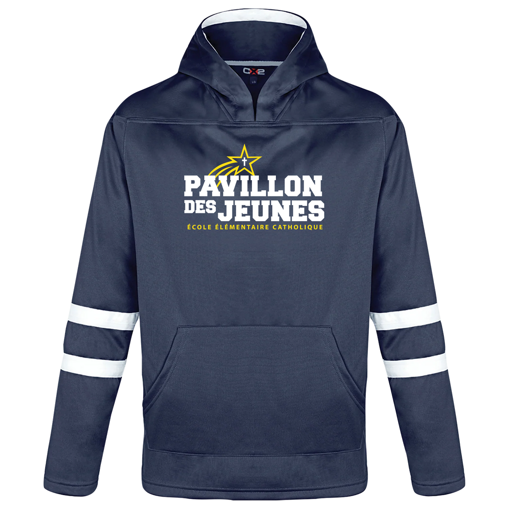 Pavillon Des Jeunes Youth Pullover Hockey Lace Hooded Sweatshirt With Printed Logo