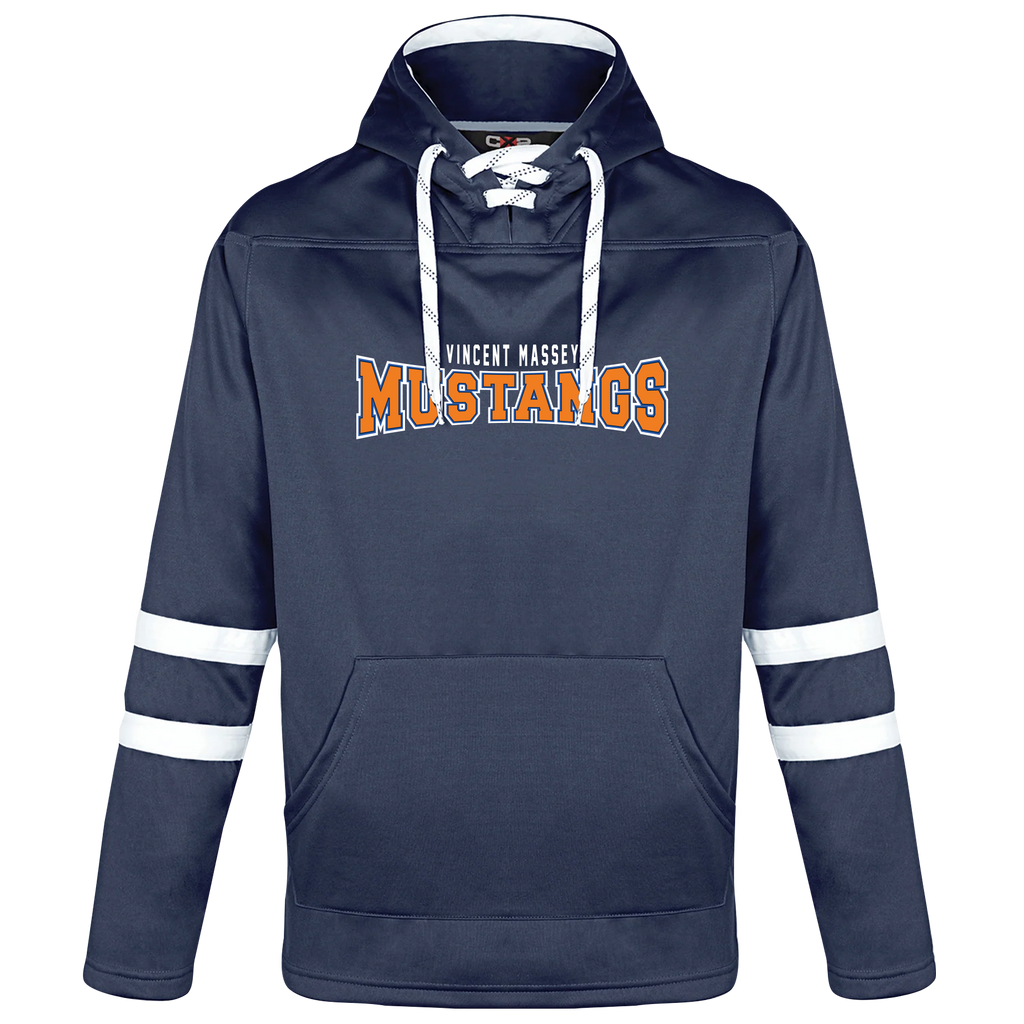 Vincent Massey Adult Pullover Hockey Lace Hooded Sweatshirt With Printed Logo