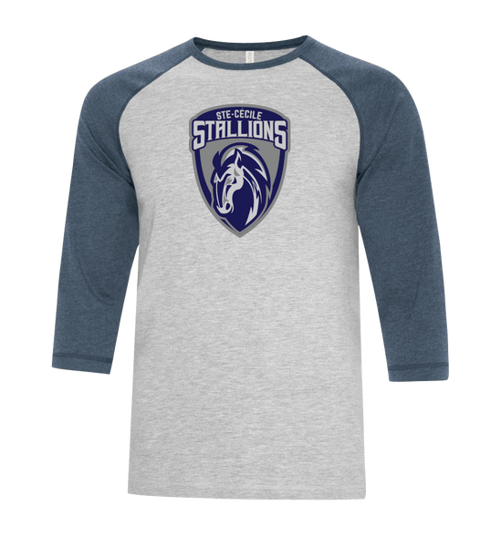 Ste. Cécile Stallions Adult Two Toned Baseball T-Shirt with Printed Logo