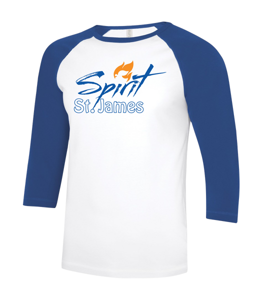 St. James Youth Two Toned Baseball T-Shirt with Printed Logo