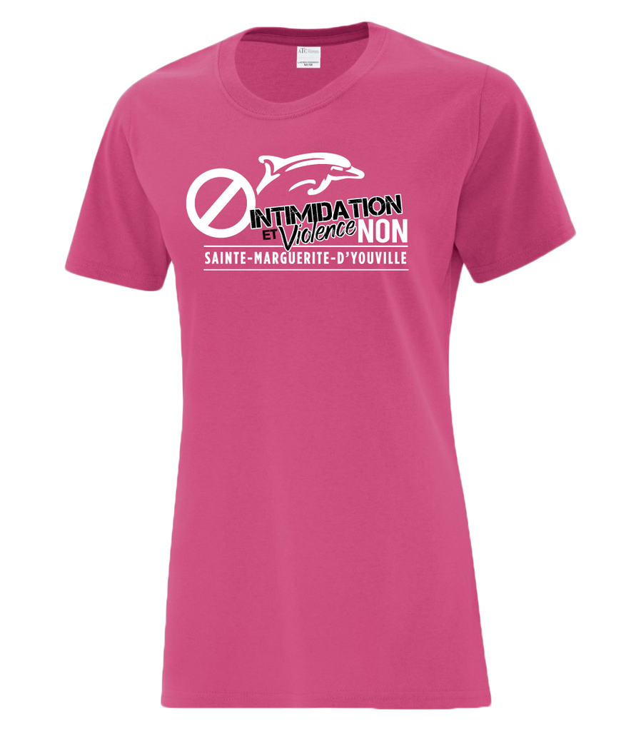 Dauphins "Intimidation et Violence Non" Ladies Cotton T-Shirt with Printed Logo