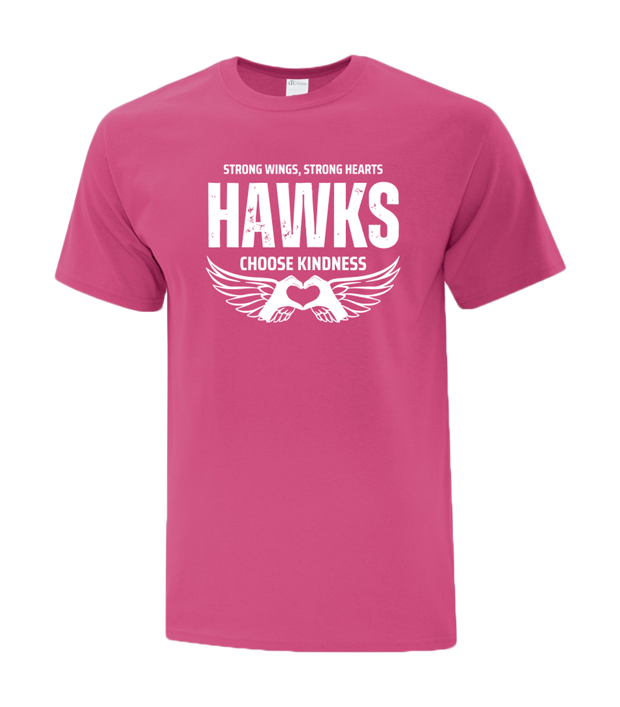 Hetherington "Hawks Choose Kindness" Adult Cotton T-Shirt with Printed Logo