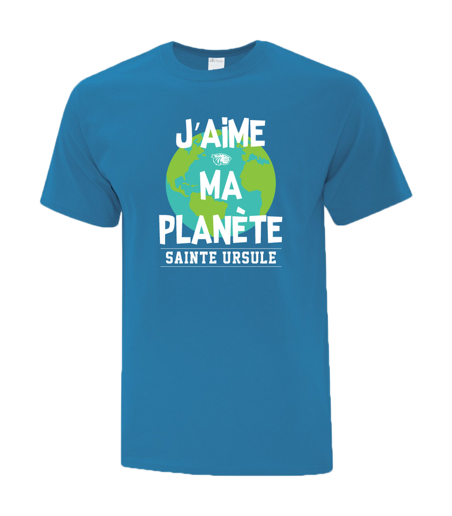 Sainte-Ursule "J'aime Ma Planète" Adult Cotton T-Shirt with Printed logo