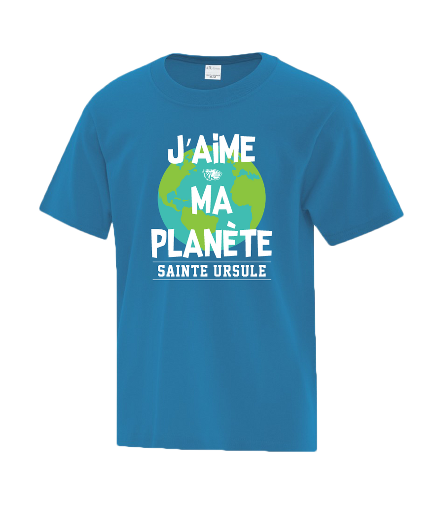 Sainte-Ursule "J'aime Ma Planète" Youth Cotton T-Shirt with Printed logo