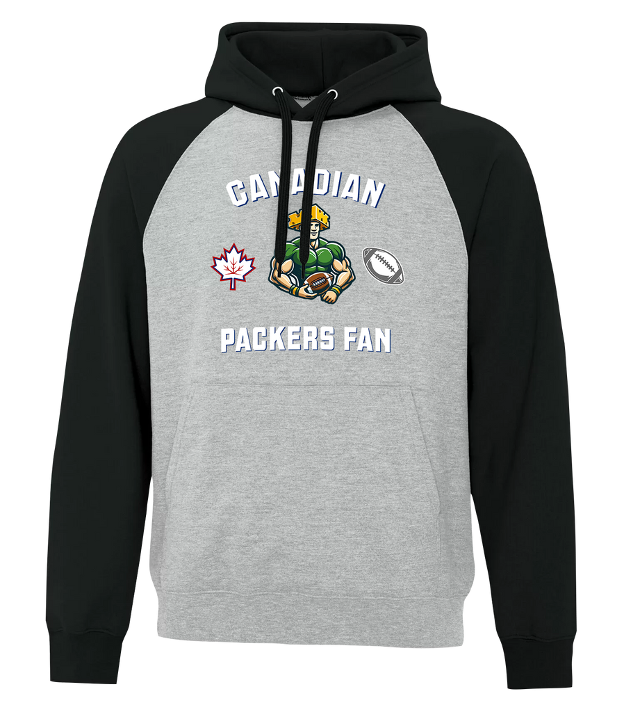 Packers Fan Adult Cotton Hooded Two-tone Sweatshirt with Printed Logo