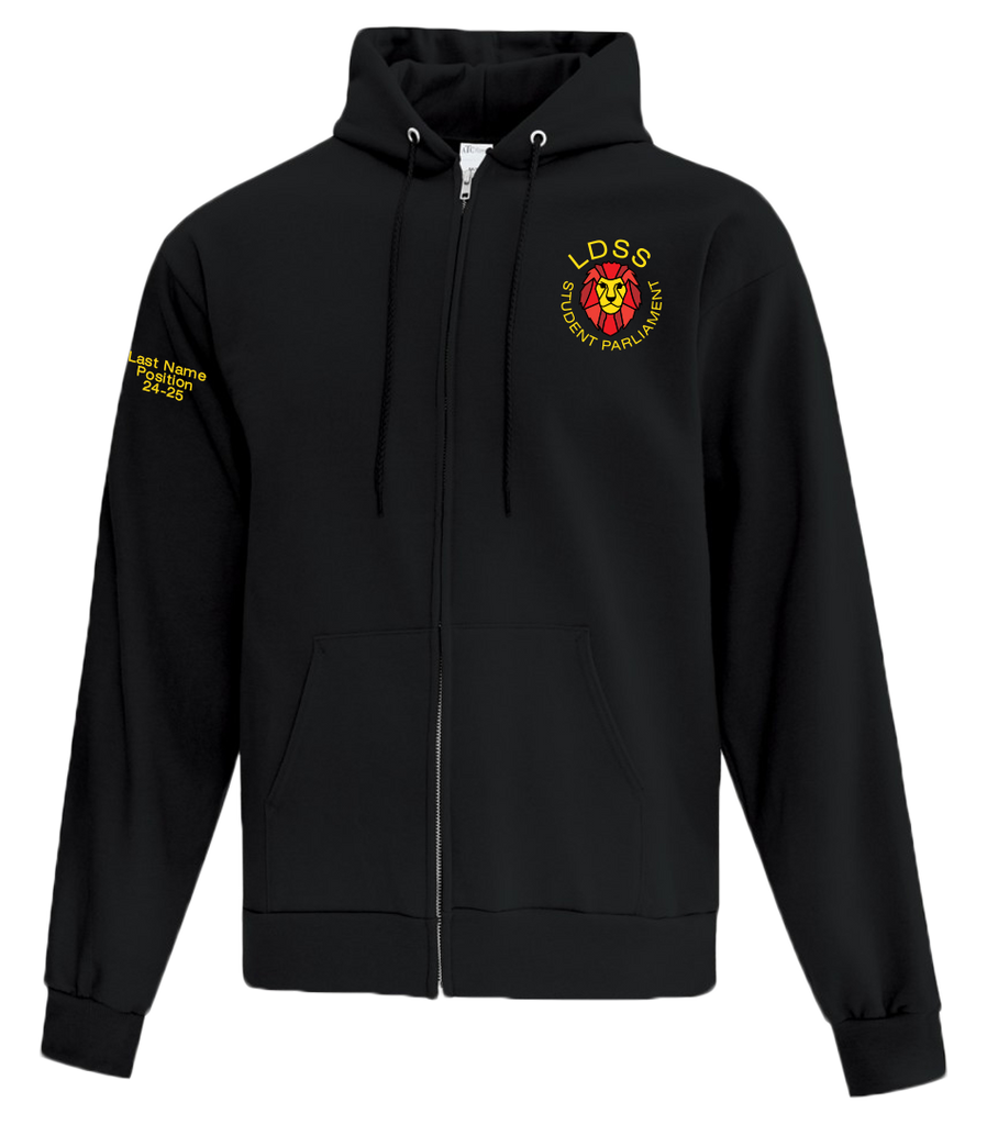LDSS Student Parliament Multicoloured Adult Cotton Full Zip Hooded Sweatshirt with Left Chest Embroidered Logo
