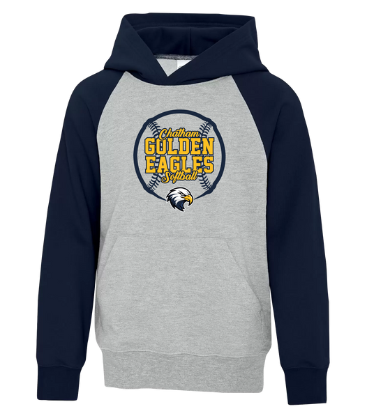 Chatham Golden Eagles Softball Youth Cotton Hooded Two-tone Sweatshirt with Printed Logo