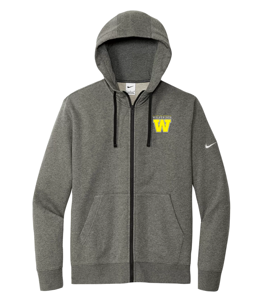 Wolverines Adult Nike® Fleece Sleeve Swoosh Full Zip Hoodie with Embroidered Logo