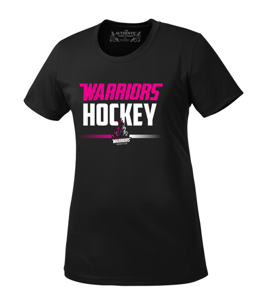 Warriors Hockey Ladies Pink Ladies Dri-Fit T-Shirt with Printed Logo