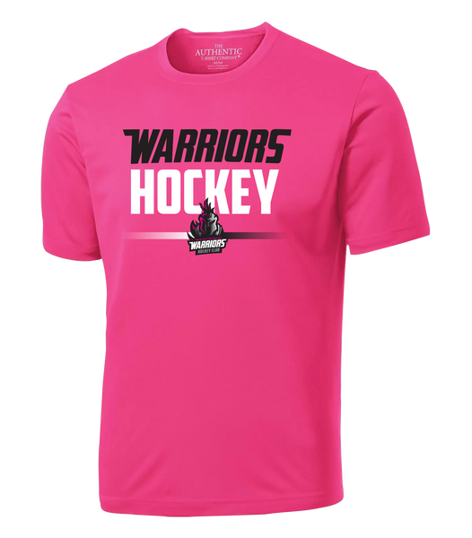 Warriors Hockey Ladies Pink Adult Dri-Fit T-Shirt with Printed Logo