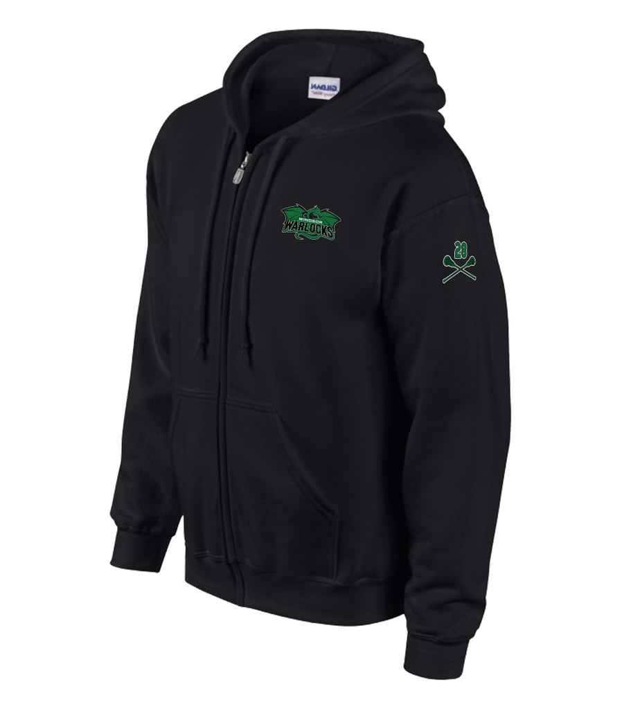 Warlocks Adult Cotton Full Zip Hooded Sweatshirt with the Number on a Sleeve