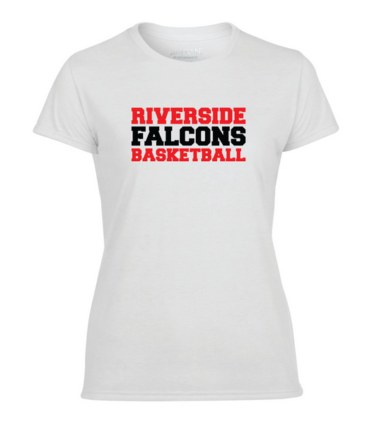 Falcons Ladies "Basketball" Performance T-Shirt with Printed logo