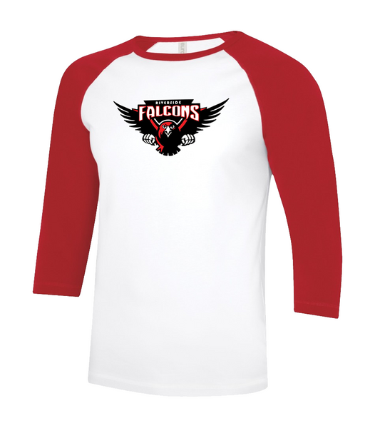 Falcons Adult Two Toned Baseball T-Shirt with Printed Logo