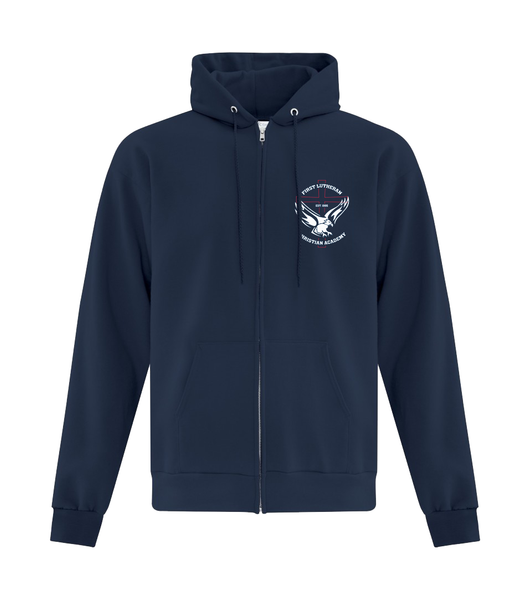 Adult Cotton Full Zip Hooded Sweatshirt with Embroidered Logo