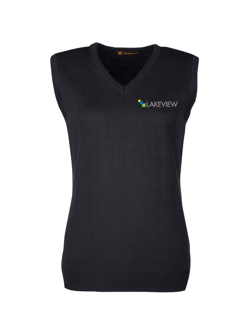 Lakeview Ladies V-Neck Sweater Vest with Embroidered Logo