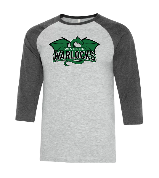 Warlocks Adult Two Toned Baseball T-Shirt with Printed Logo