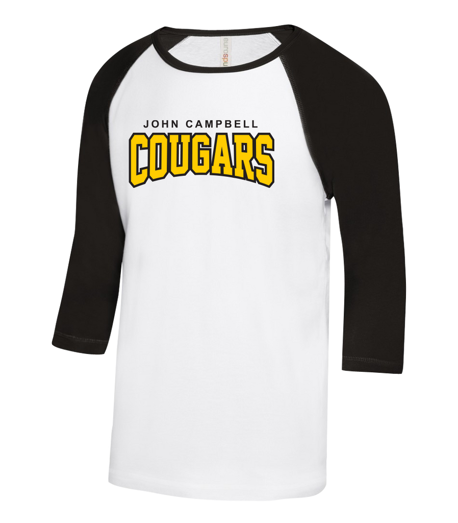 John Campbell Adult Two Toned Baseball T-Shirt with Printed Logo