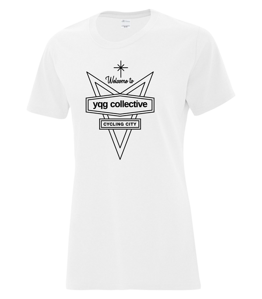 Welcome to YQG Collective Cotton Ladies T-Shirt with Printed logo