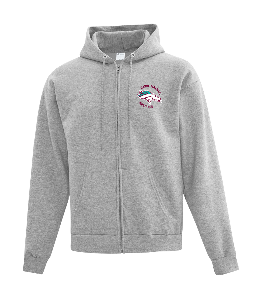 Mustangs Adult Cotton Full Zip Hooded Sweatshirt with Left Chest Embroidered Logo