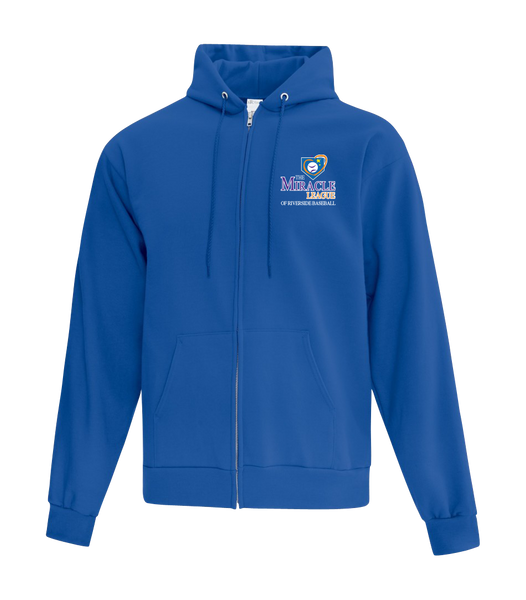 The Miracle League Adult Cotton Full Zip Hooded Sweatshirt with Left Chest Embroidered Logo