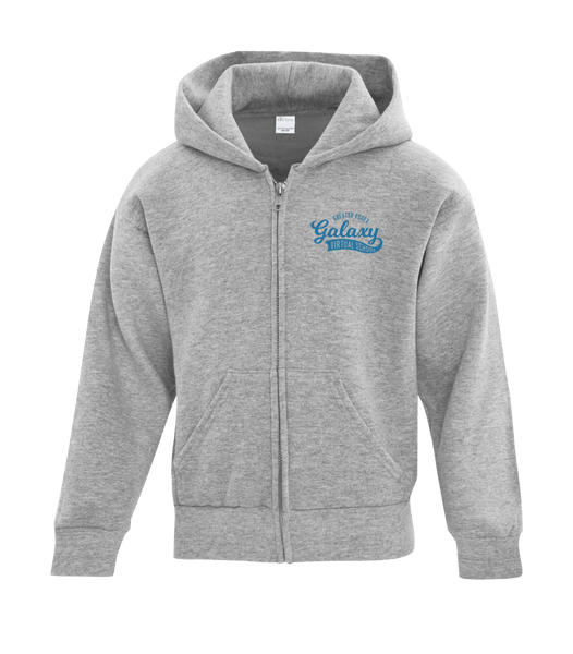 Galaxy Youth Cotton Full Zip Hooded Sweatshirt with Left Chest Embroidered logo