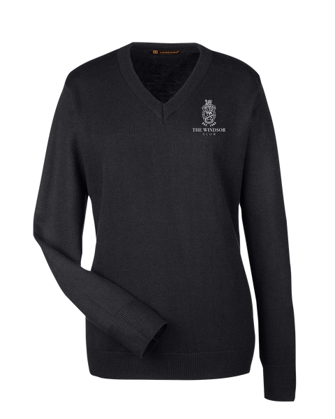The Windsor Club Ladies V-Neck Sweater with Embroidered Logo