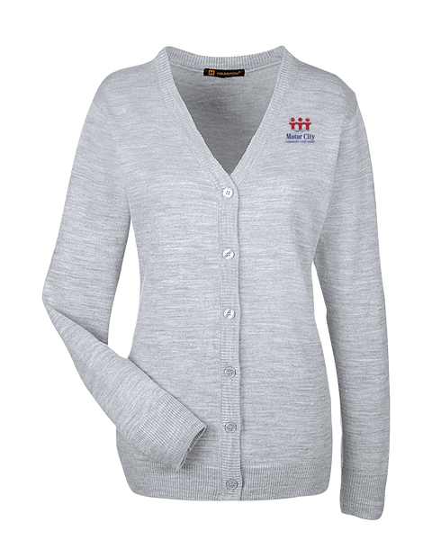 Motor City Community Credit Union Ladies' V-Neck Button Cardigan Sweater with Embroidered Logo