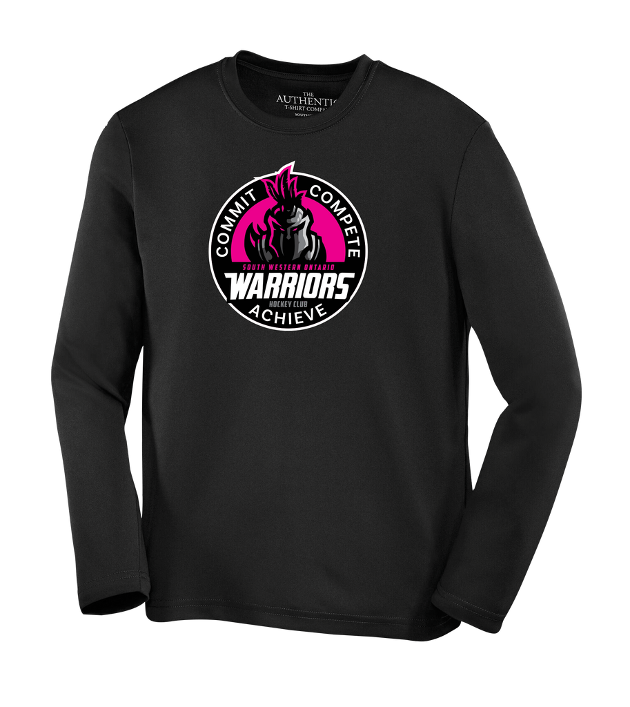 SWO Warriors Pink Badge Ladies Youth Dri-Fit Long Sleeve with Printed Logo