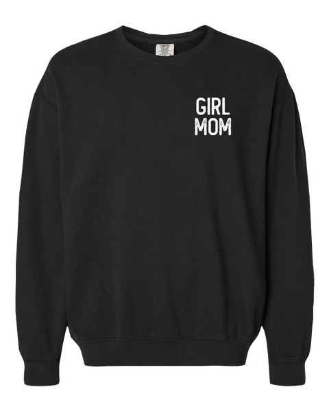 "Girl Mom" Adult Lightweight Cotton Crewneck Sweatshirt with Printed Left Chest Logo