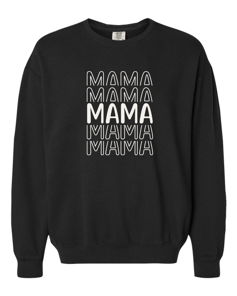 "Mama Repeat" Adult Lightweight Cotton Crewneck Sweatshirt with Printed Left Chest Logo
