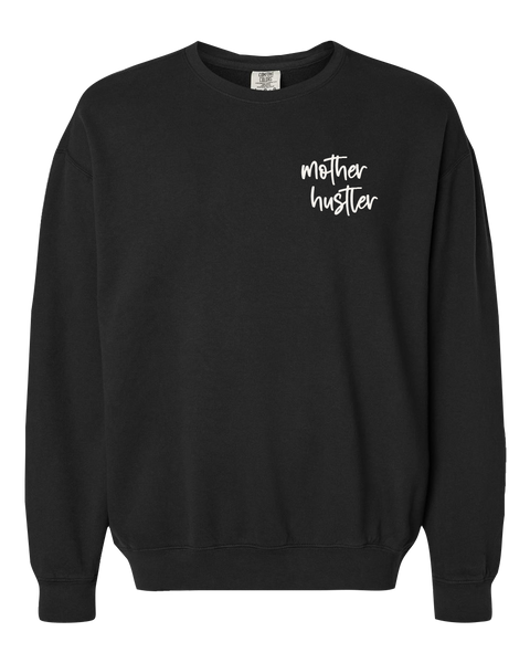 "Mother Hustler" Adult Lightweight Cotton Crewneck Sweatshirt with Printed Left Chest Logo