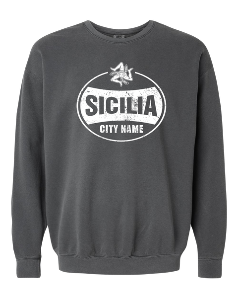 “Sicilia” Adult Lightweight Fleece Crewneck Sweatshirt with Printed Logo
