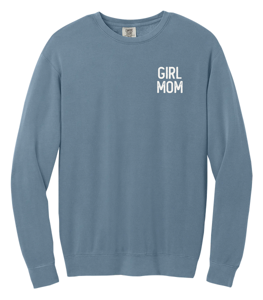 "Girl Mom" Adult Lightweight Cotton Crewneck Sweatshirt with Printed Left Chest Logo