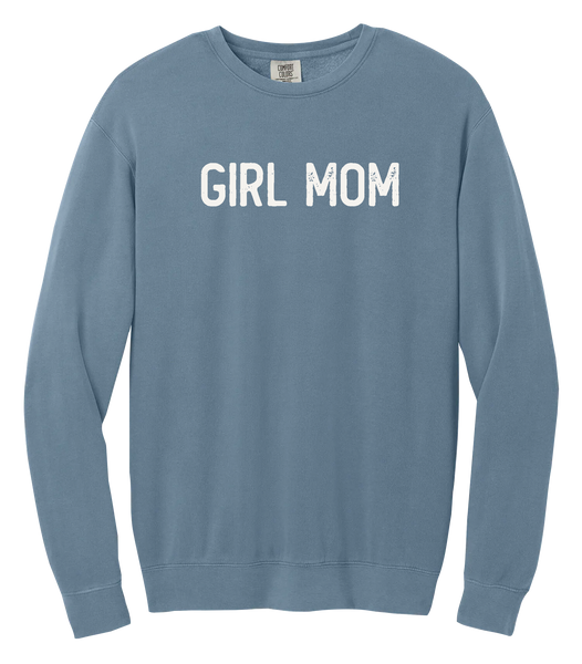 "Girl Mom" Adult Lightweight Cotton Crewneck Sweatshirt with Printed Logo