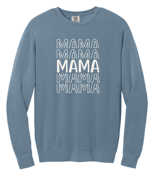 "Mama Repeat" Adult Lightweight Cotton Crewneck Sweatshirt with Printed Left Chest Logo
