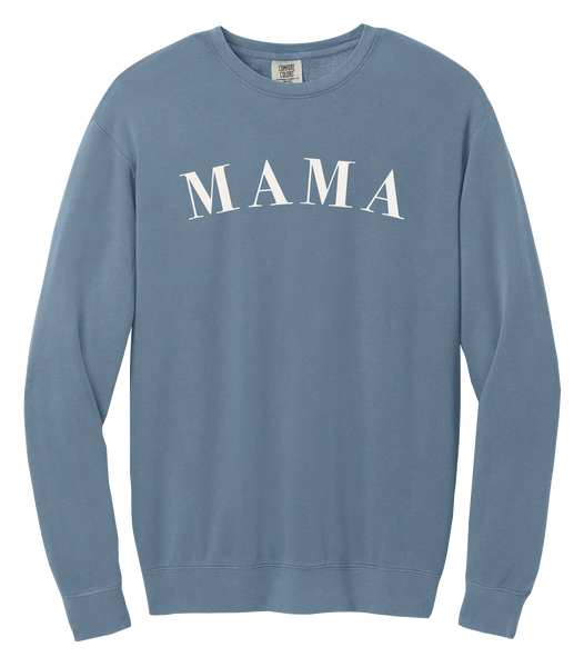 "Mama" Serif Adult Lightweight Cotton Crewneck Sweatshirt with Printed Logo