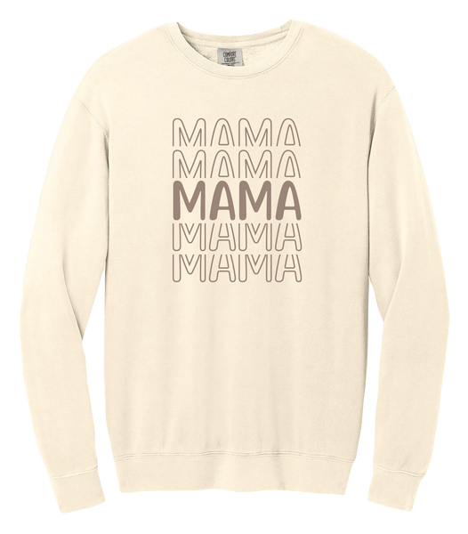 "Mama Repeat" Adult Lightweight Cotton Crewneck Sweatshirt with Printed Left Chest Logo
