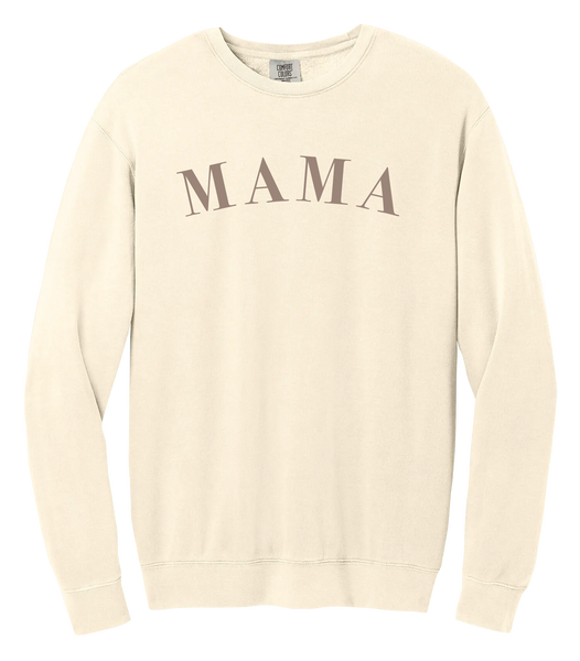 "Mama" Serif Adult Lightweight Cotton Crewneck Sweatshirt with Printed Logo