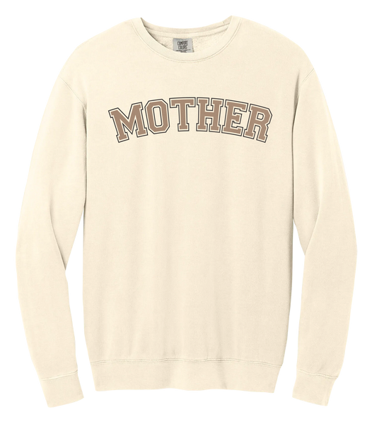 "Mother EST." Adult Lightweight Cotton Crewneck Sweatshirt with Printed Logo