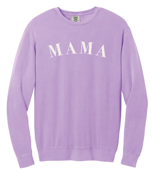 "Mama" Serif Adult Lightweight Cotton Crewneck Sweatshirt with Printed Logo