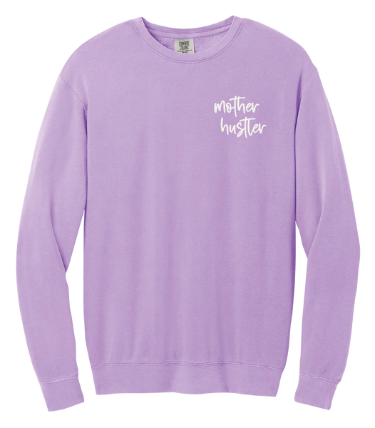 "Mother Hustler" Adult Lightweight Cotton Crewneck Sweatshirt with Printed Left Chest Logo