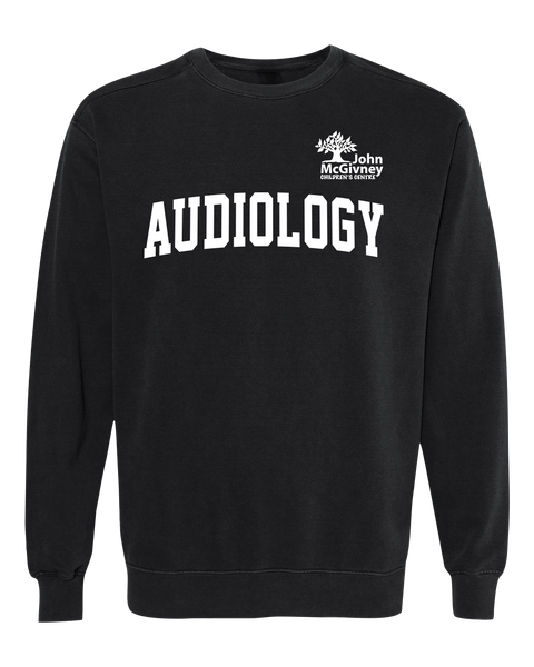 "Audiology" John McGivney Adult Lightweight Cotton Crewneck Sweatshirt with Printed Logo