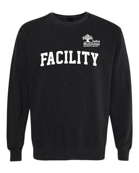 "Facility" John McGivney Adult Lightweight Cotton Crewneck Sweatshirt with Printed Logo