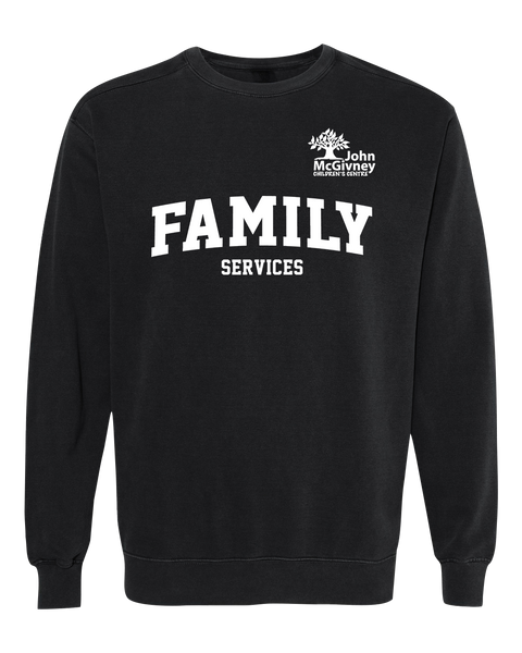 "Family Services" John McGivney Adult Lightweight Cotton Crewneck Sweatshirt with Printed Logo